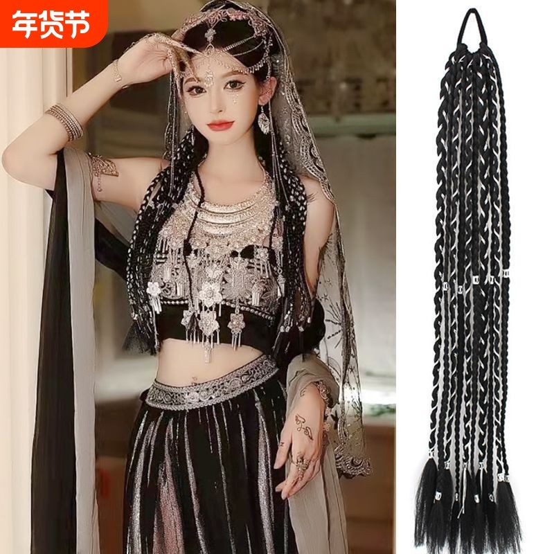 古风苗疆异域风假发辫子藏式民族风脏辫麻花长辫网红辣妹银线辫