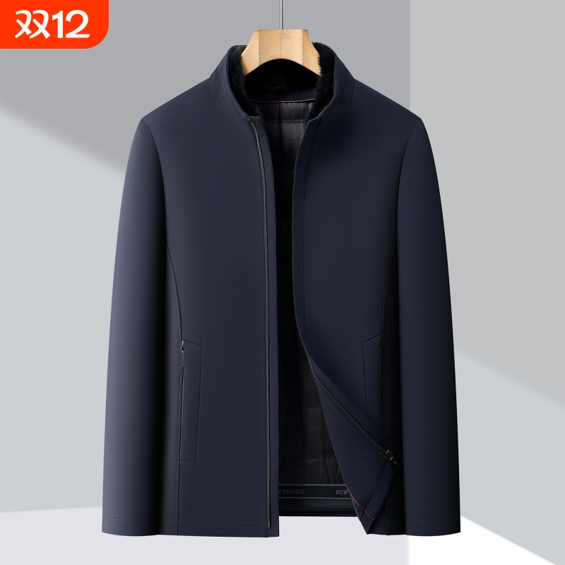 2025男士羽绒服冬季新款男中年鹅绒内胆水貂毛领加厚保暖夹克外套