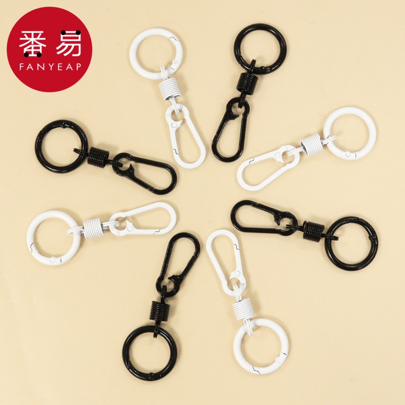 T钥匙扣D1pq0-弹簧双圈钥匙扣环圈扣圈多功能锁匙圈挂包件扣