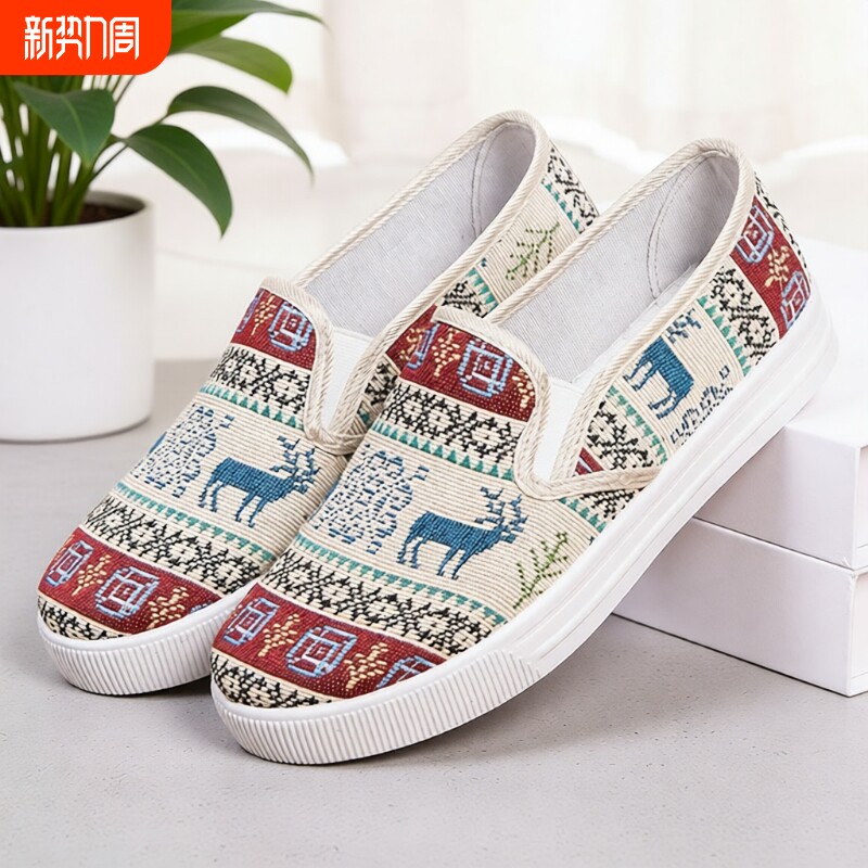 2026夏季新款品牌老北京帆布鞋透气软底一脚蹬平底鞋舒适手工休闲