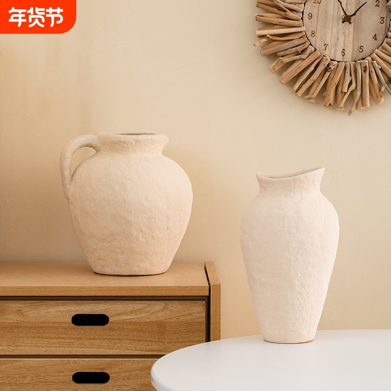 侘寂风复古陶瓷花瓶仿真花客厅装饰插花摆件高级感陶罐玄关电视柜,家居饰品,花瓶,淘宝优惠券,粉丝福利购,淘宝优惠卷