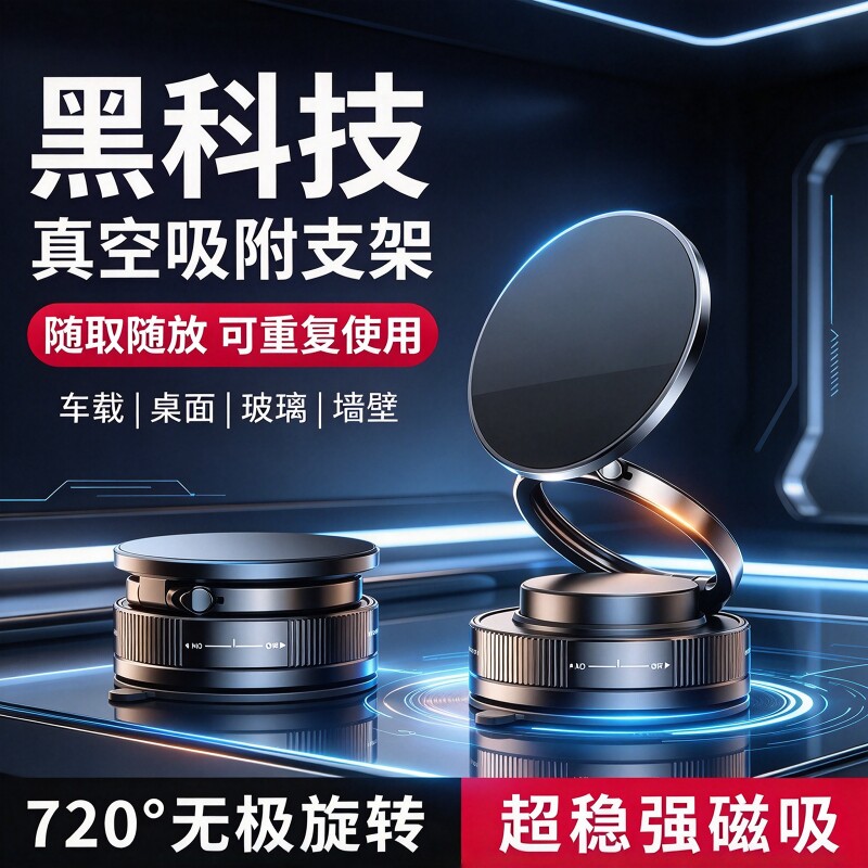 车载磁吸手机支架2026新款真空吸附汽车导航专用通用吸盘防抖玻璃