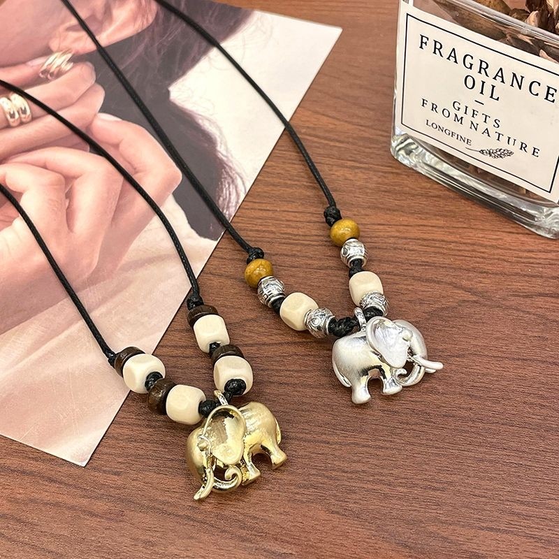 银色小象项链高级感轻奢小众气质设计精致配饰秋冬链卫衣链毛衣