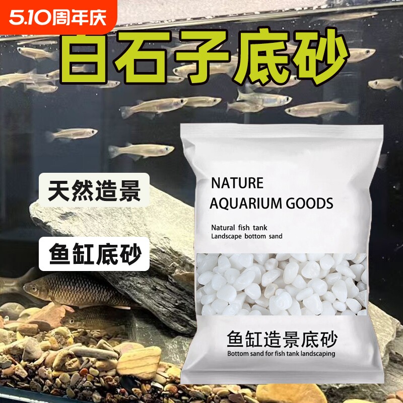 白色石子鱼缸造景底砂白石子鹅卵石雨花石养鱼养龟鱼缸铺底底砂