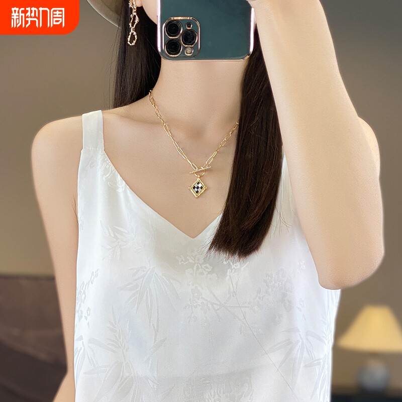 搭配小西装内搭吊带背心女夏高级感西服打底v领醋酸缎面国风上衣