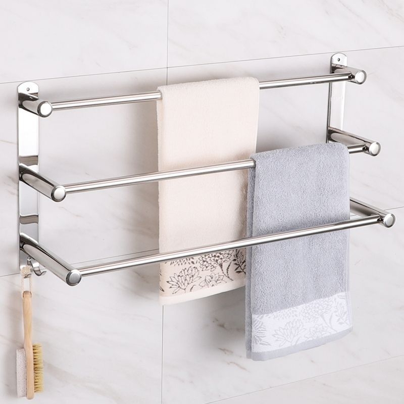 浴室毛巾架卫生间置物架免打孔毛巾杆浴巾架厕所双杆伸缩厨房收纳