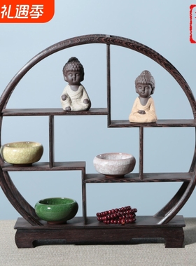 多宝阁中式风展示架木质工艺品