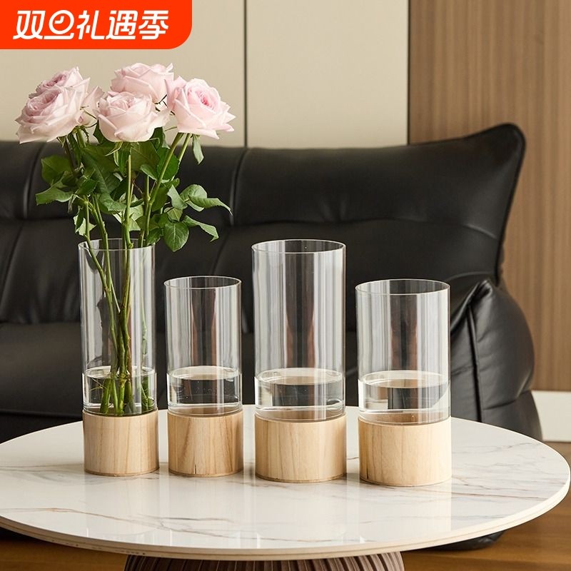 中式防摔亚克力花瓶客厅插花摆件装饰轻奢高级感玻璃水培美学艺术