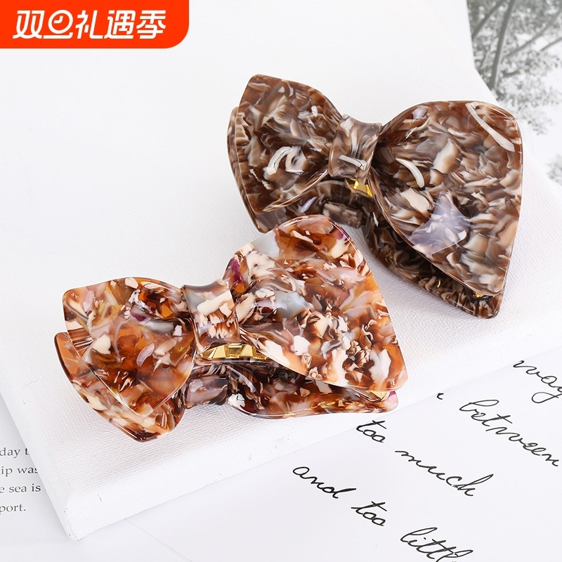 真醋酸抓夹新款甜美蝴蝶结气质优雅烫发卷发发抓丸子头盘发夹中号