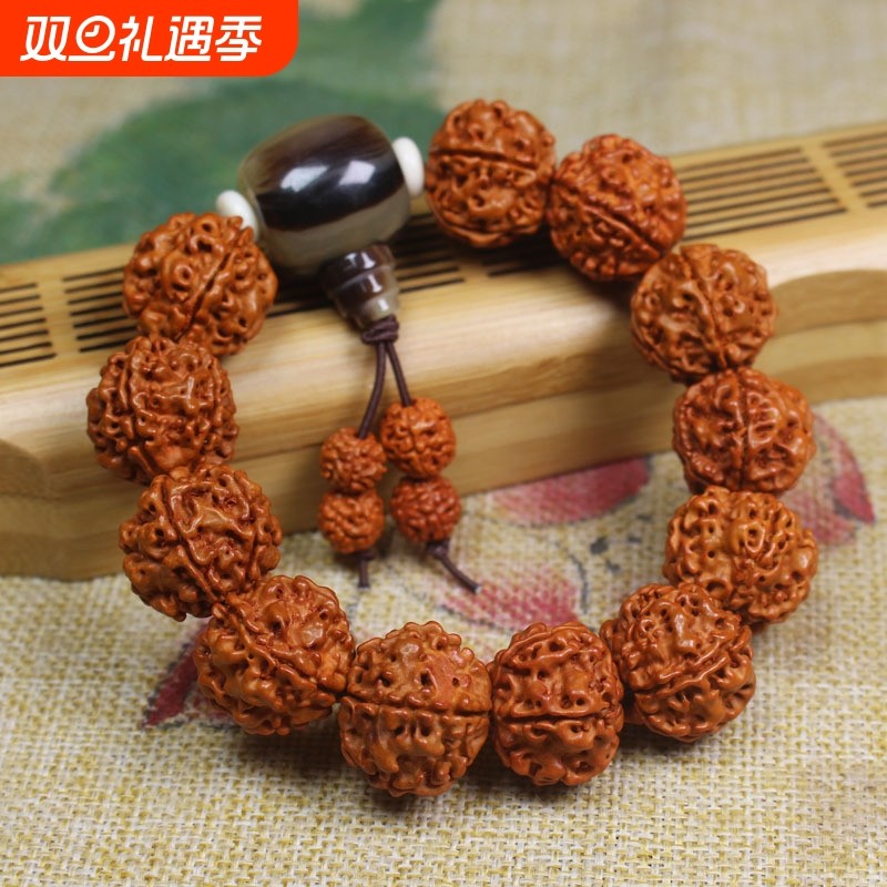 尼泊尔爆肉五瓣金刚菩提手串文玩佛珠男士天然原籽盘玩菩提子手链