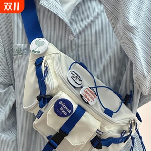 日系原宿港风复古街头潮流胸包男韩版 斜挎包百搭腰包 中性少女工装