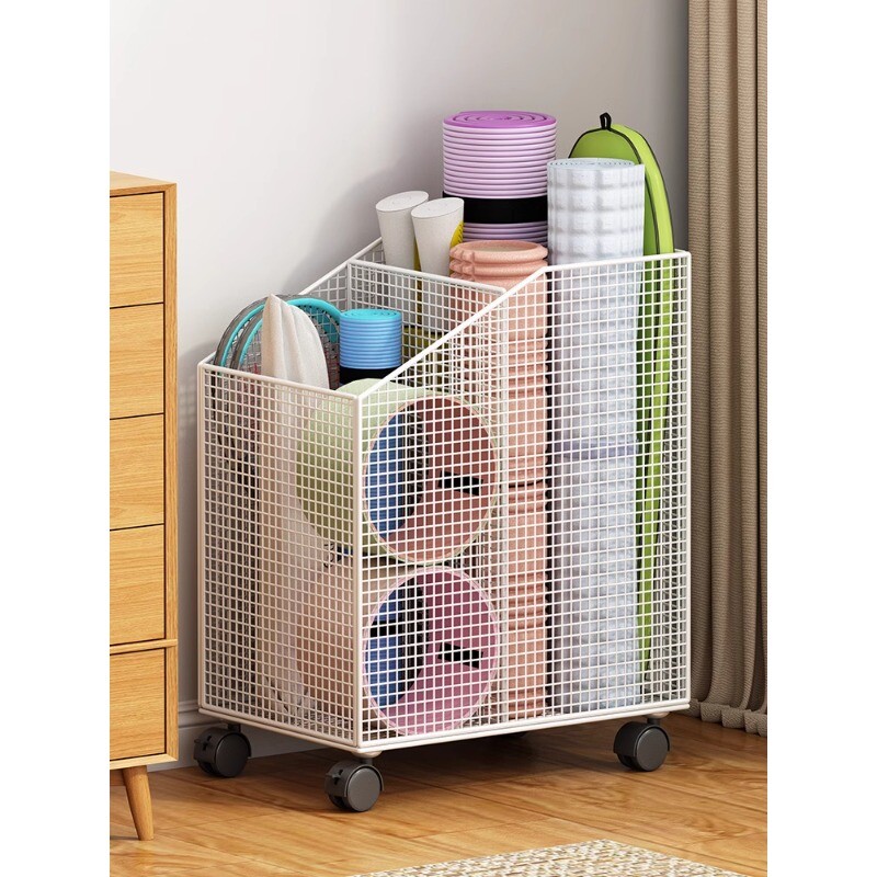 瑜伽垫收纳筐带轮健身器材收纳架家用运动器材收纳神器夹缝置物架