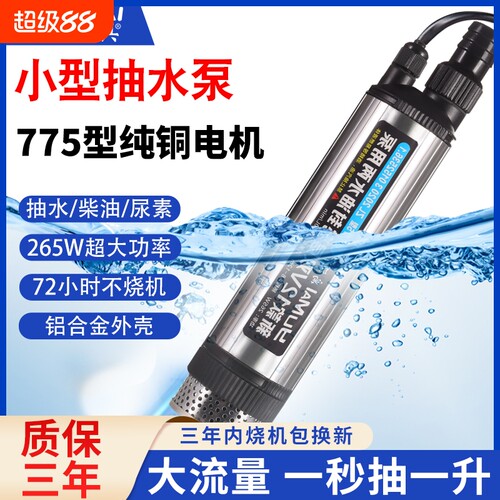 265w小型电动抽水泵神器12v直流大功率家用220v潜水泵大流量24伏