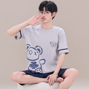 薄款 睡衣男士 家居服可外穿夏季 2025新款 套装 卡通短袖 睡衣夏季 短裤