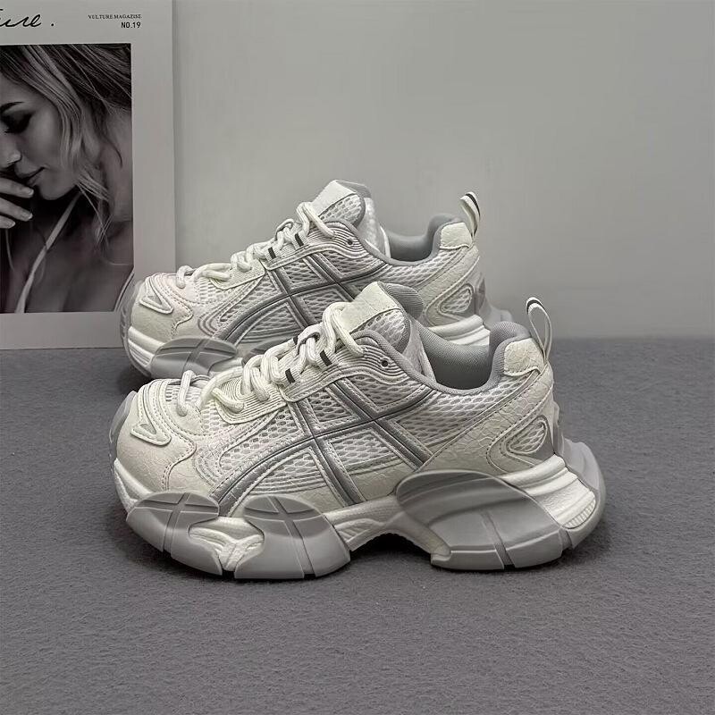 品牌断码新款老爹鞋女小白鞋2026春秋季韩系百搭增高薄款透气运动