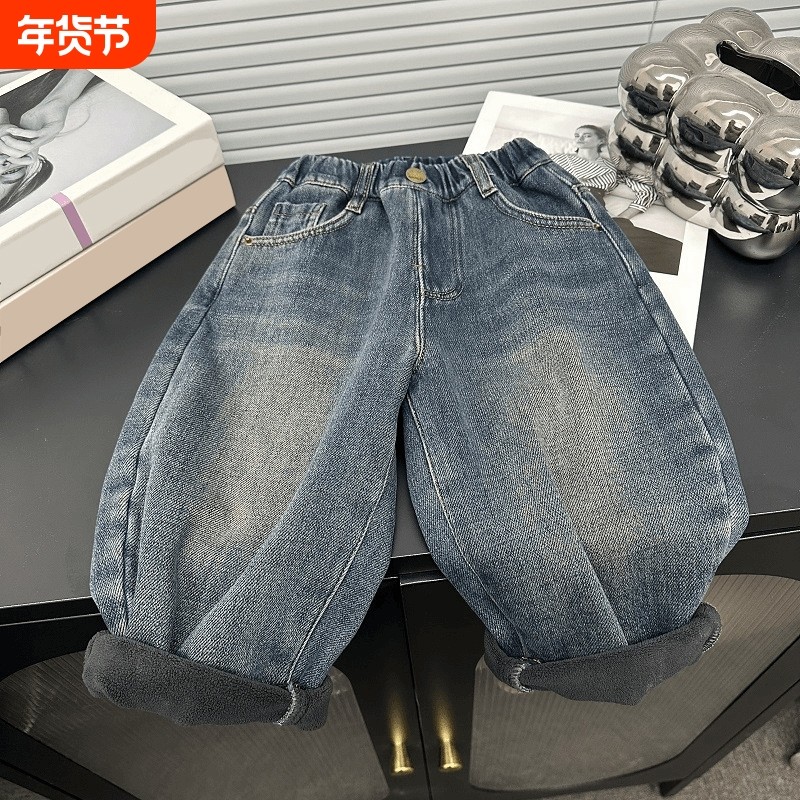 新款儿童加绒加厚柔软牛仔裤男女童一体绒哈伦裤秋冬百搭长裤G010,童装/婴儿装/亲子装,儿童牛仔裤,淘宝优惠券,粉丝福利购,淘宝优惠卷