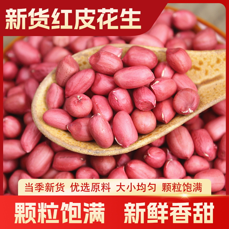 2025年新货红皮花生米红衣饱满营养丰富开袋即食1斤装