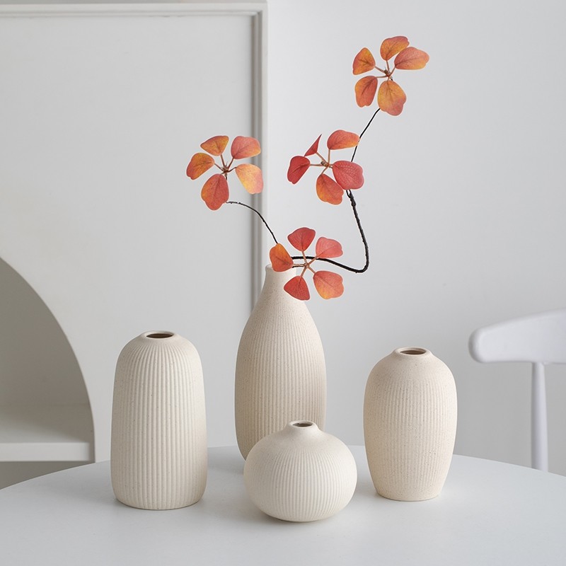 陶瓷花瓶轻奢高级感客厅插花摆件装饰小号水培花器皿白色电视柜