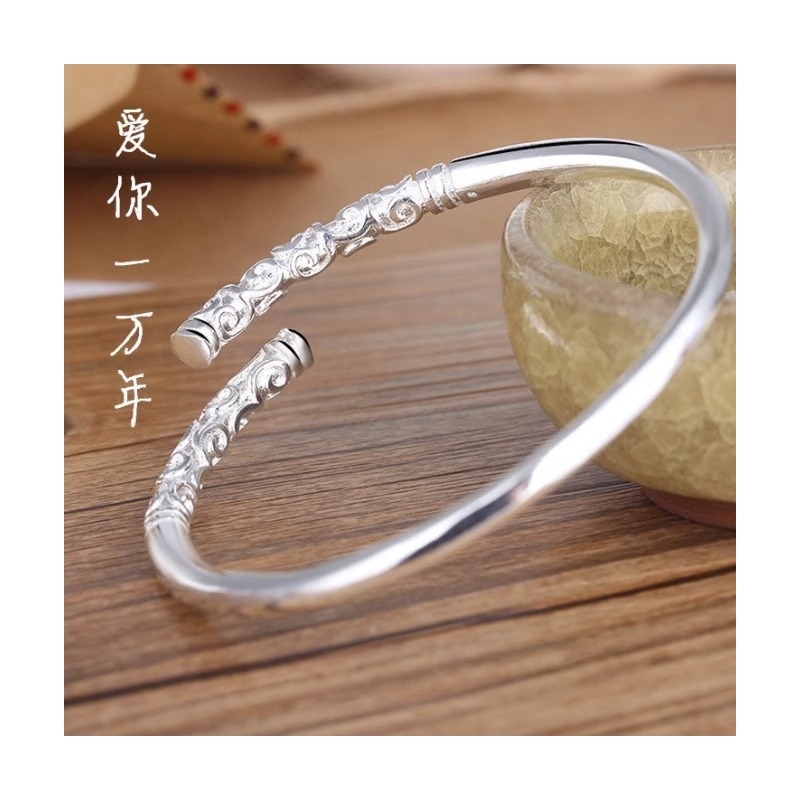 经典款金箍棒个性开口银色手镯男女情侣款紧箍咒光面竹节繁花