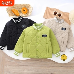 男童夹棉外套秋冬装洋气宝宝校服神器内胆棒球服儿童初冬薄款棉衣