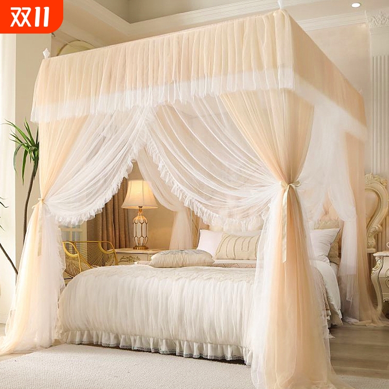 双层纱宫廷落地蚊帐家用卧室2024新款1.5三开门公主1米8双人大床