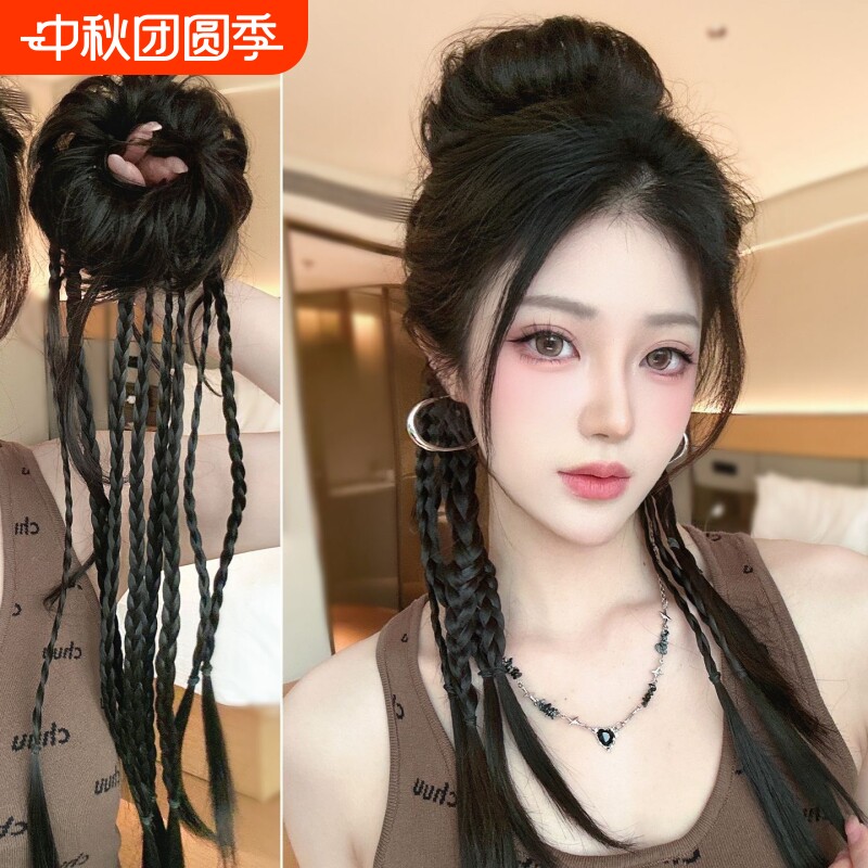 花苞丸子头辫子麻花拳击小辫马尾图片