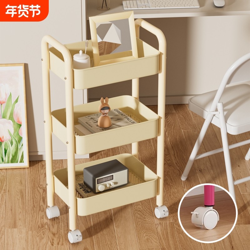 移动边几小推车置物架落地多层可移动儿童零食收纳架厨房滑轮客厅