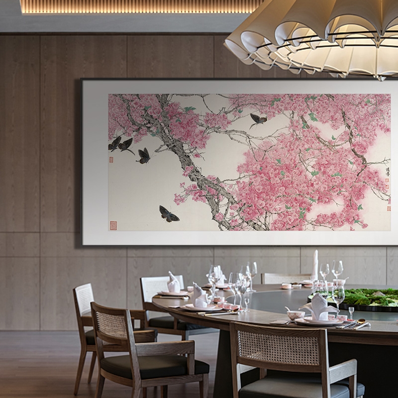 新中式客厅沙发背景墙装饰画餐厅卧室床头挂画酒店别墅花鸟壁画