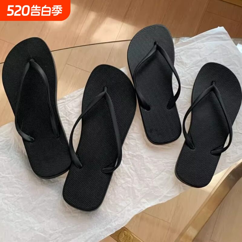 男女夹脚凉拖鞋百搭情侣夏人字拖沙滩鞋白色黑色平底防滑紫色蓝色