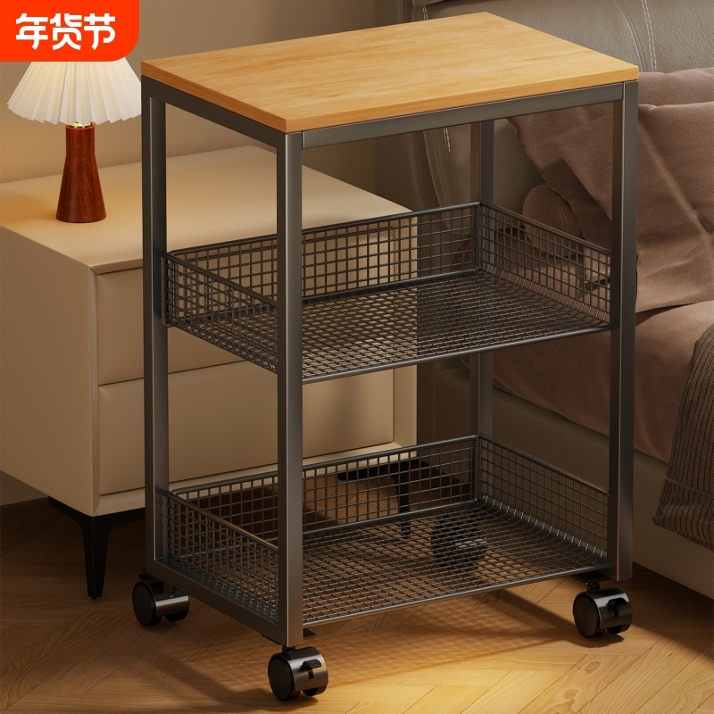 床边桌卧室床头柜小桌子家用学生出租屋简易可移动落地收纳带轮