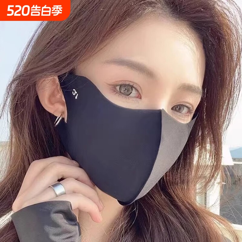 无痕防晒口罩女夏季轻薄3d立体冰丝面罩防紫外线透气显脸小薄款