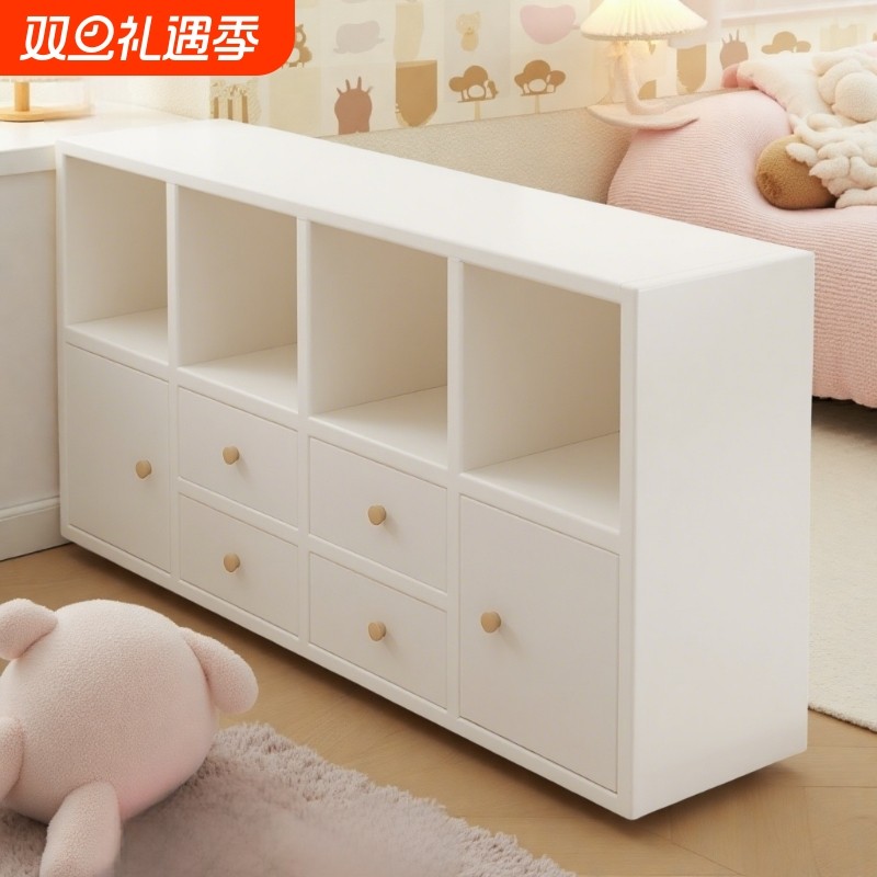 收纳柜实木书柜储物柜一体靠墙客厅隔断矮柜飘窗柜抽屉式沙发落地