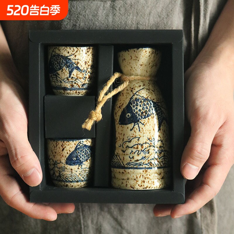 酒具黄酒烧烈酒白酒陶瓷创意酒杯日式套装酒壶礼盒装清酒仿古日本