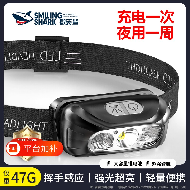 夜钓鱼头灯强光充电超亮led头戴式疝气手电筒轻专用感应超长续航