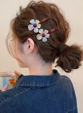 幻彩醋酸花朵发夹女边夹侧边发卡2025新款刘海夹鸭嘴夹子秋冬发饰