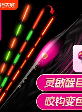 小凤仙咬钩变色夜光漂led高灵敏电子超亮夜钓浮漂鲫鱼漂日夜两用