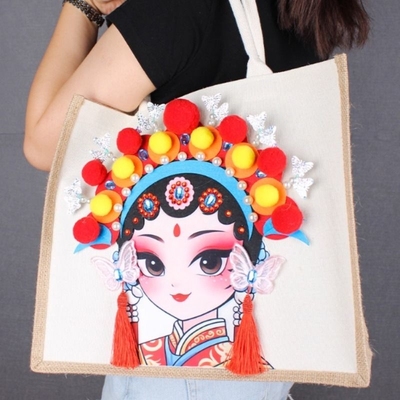 重阳节手工diy非遗京剧脸谱帆布包制作材料成人老年人活动手提袋