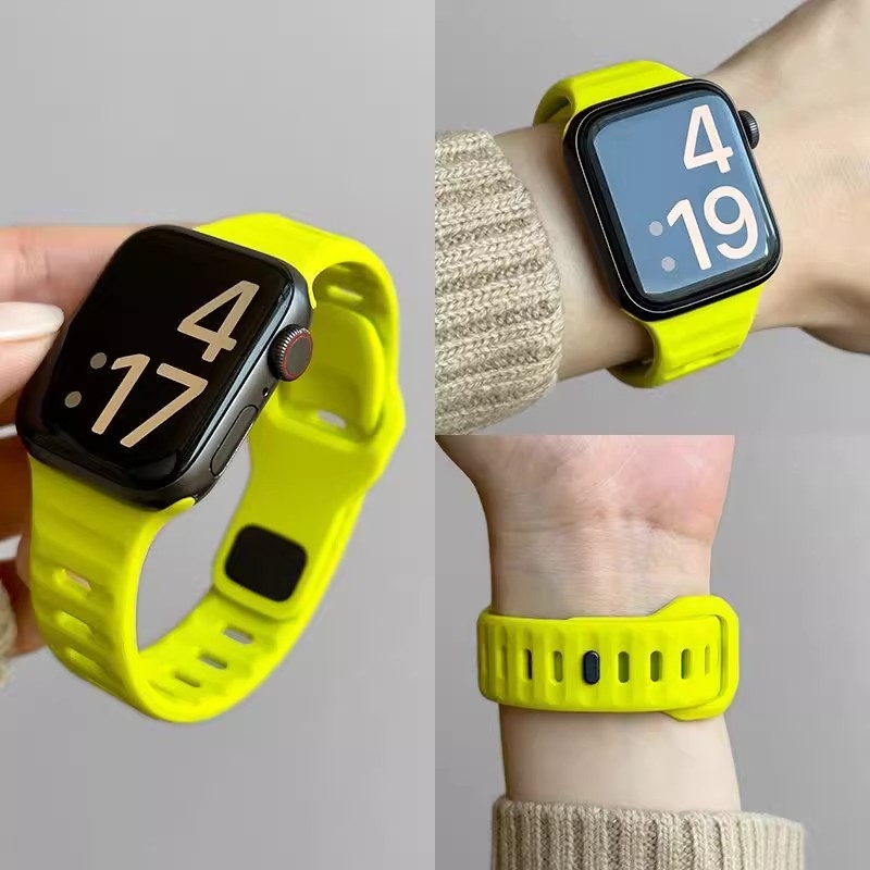 适用苹果S10手表带Apple watchs8/9硅胶iwatch7/6/se简约ultra/S11 42mm金刚方扣防水手表表带