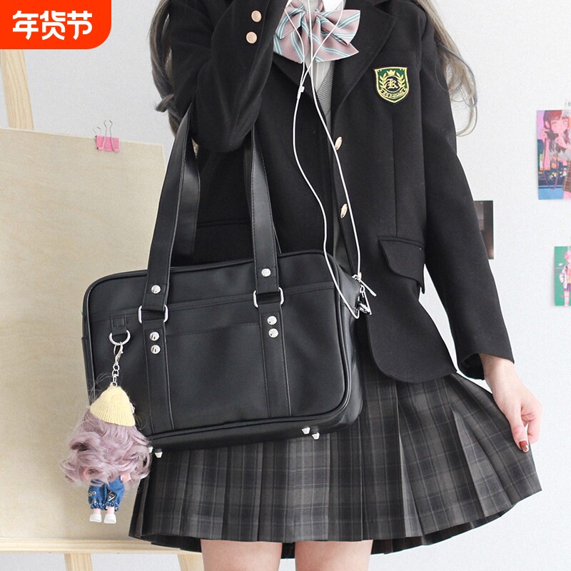 日韩风格邮差包信封形单肩手提包学院风通勤女包JK制服风PU斜挎包