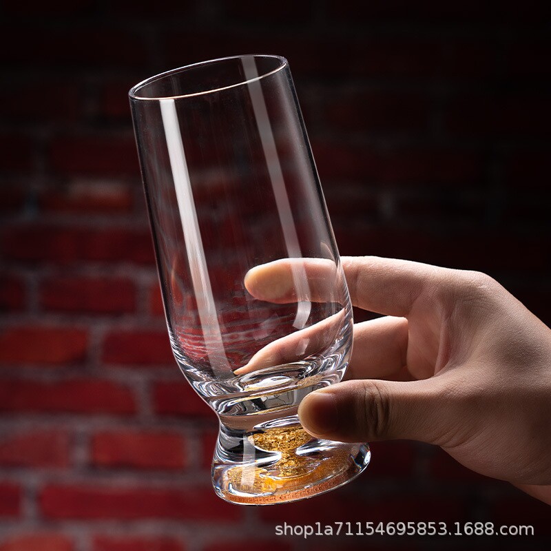 精酿小麦扎啤杯高档家用水晶金箔啤酒杯套装大容量果汁杯金箔元素