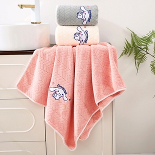 7A抗菌麦穗浴巾微粒绒柔软洗澡家用吸水不掉毛擦水 白玉狗