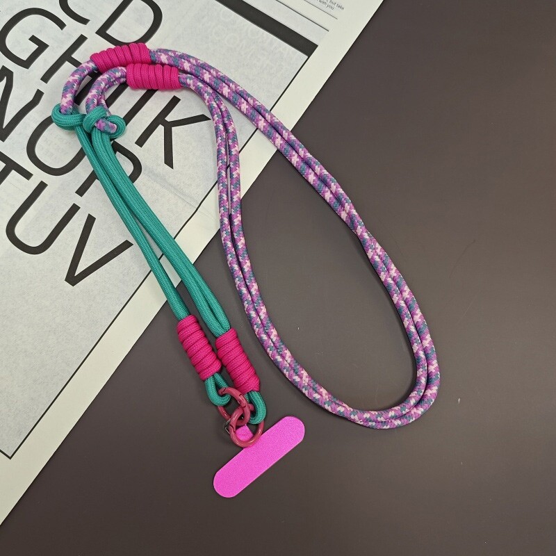 通用手机挂绳斜挎/挂脖/手腕三用可拆卸户外便携斜跨肩背带编织绳潮女长款手机壳带夹片包包挂链吊绳结实耐用