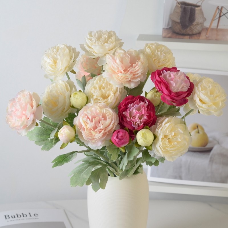 露莲仿真花假花摆设高级感逼真花束餐桌装饰摆件洋牡丹花插花摆放
