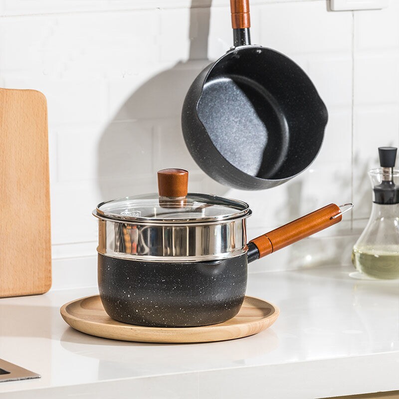 日式雪平锅小锅家用煮面泡面汤锅热牛奶锅不粘锅电磁炉燃气灶适用