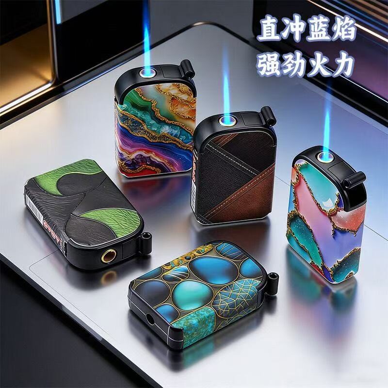 金属防风蓝焰直冲创意打火机充气个性家用商超便利店批发火机50支
