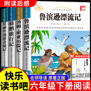 全4册 鲁滨逊漂流记六年级必读课外书全集正版原著完整版汤姆索亚历险尼尔斯骑鹅旅行记爱丽丝漫游奇境快乐读书吧六年级下册必读书