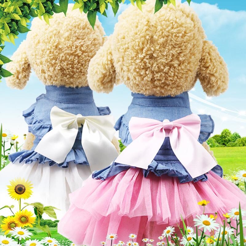 狗狗宠物猫咪衣服用品韩版猫牛仔裙子狗服饰厂家批发休闲时尚公主