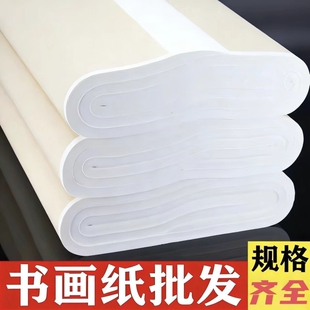 书法国画练习纸批发书法专用纸初学者毛笔字纸工笔画国画生纸半生半熟纸四尺对开六尺半生熟三尺四开