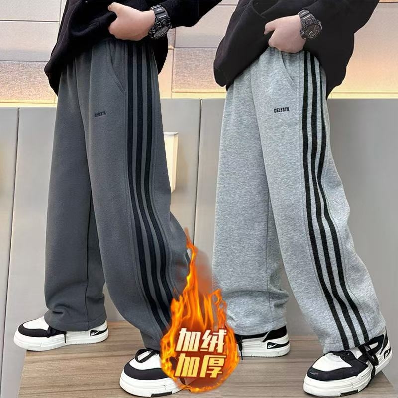 男童裤子冬季加绒2026新款中大童时髦直筒裤儿童运动裤秋冬休闲裤