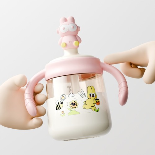 儿童PPSU牛奶杯1-2-3岁以上大宝宝喝奶瓶学饮杯刻度直饮吸管水杯
